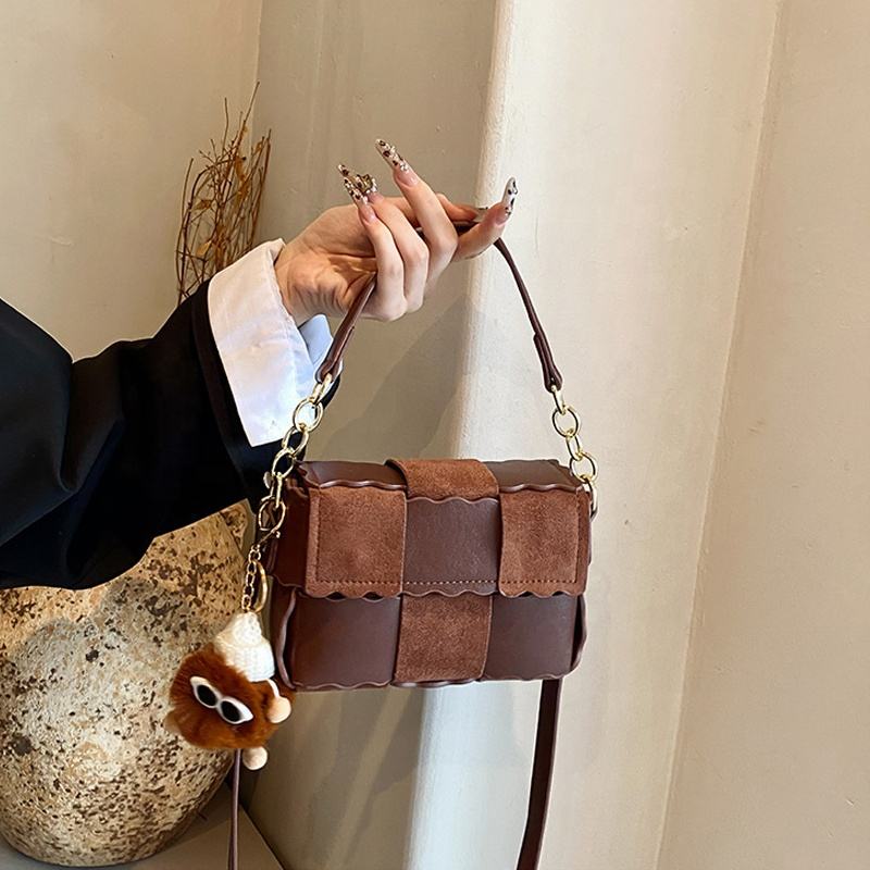 Baulenise DIY Handmade Leather Suede Woven Handbag