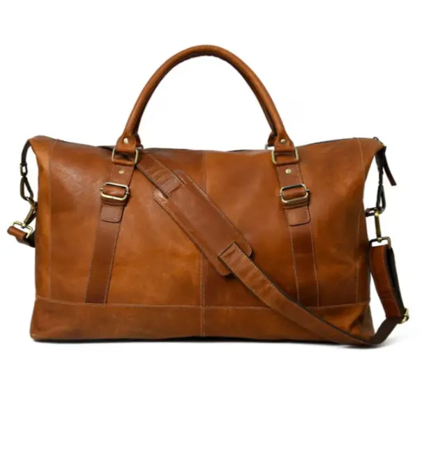 Miseleyio Genuine Cowhide Leather Cabin Luggage Bag Sports Style Travel Workout Gym Office Bag with Workout Hold All Feature Holidays