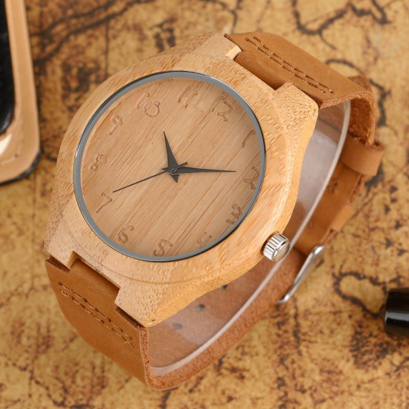 DQ-Clean Analog Luxury Wooden Watch with Genuine Leather Band