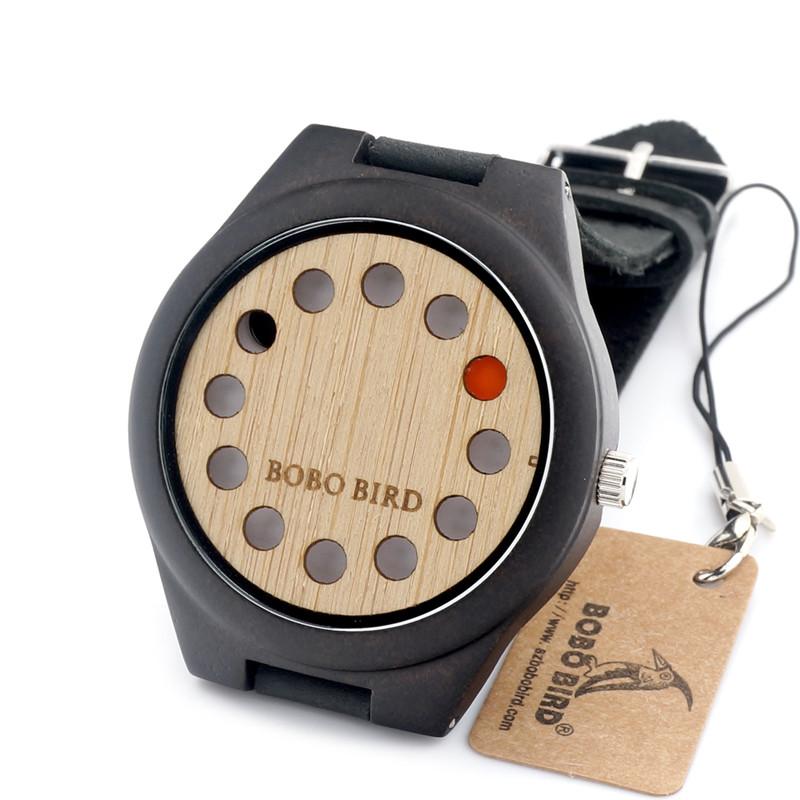 Wooden Watch for Men with Genuine Leather Strap and Gift Box