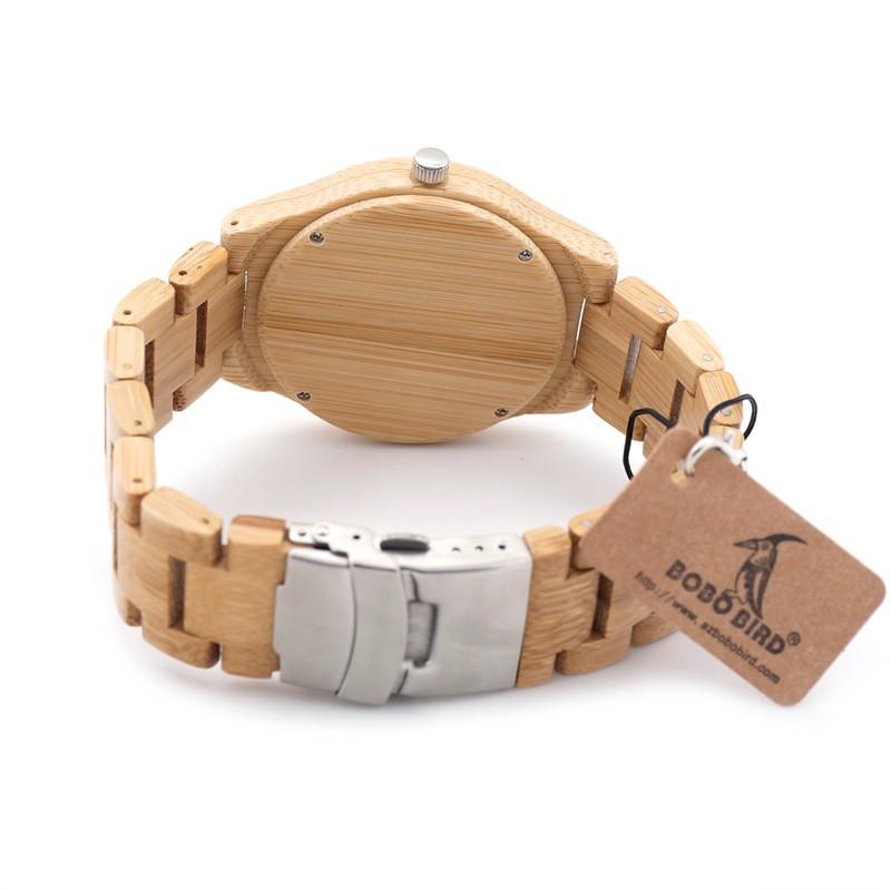 GS-Luxury Bamboo Wooden Watch with Japanese Mechanism and Quartz Display